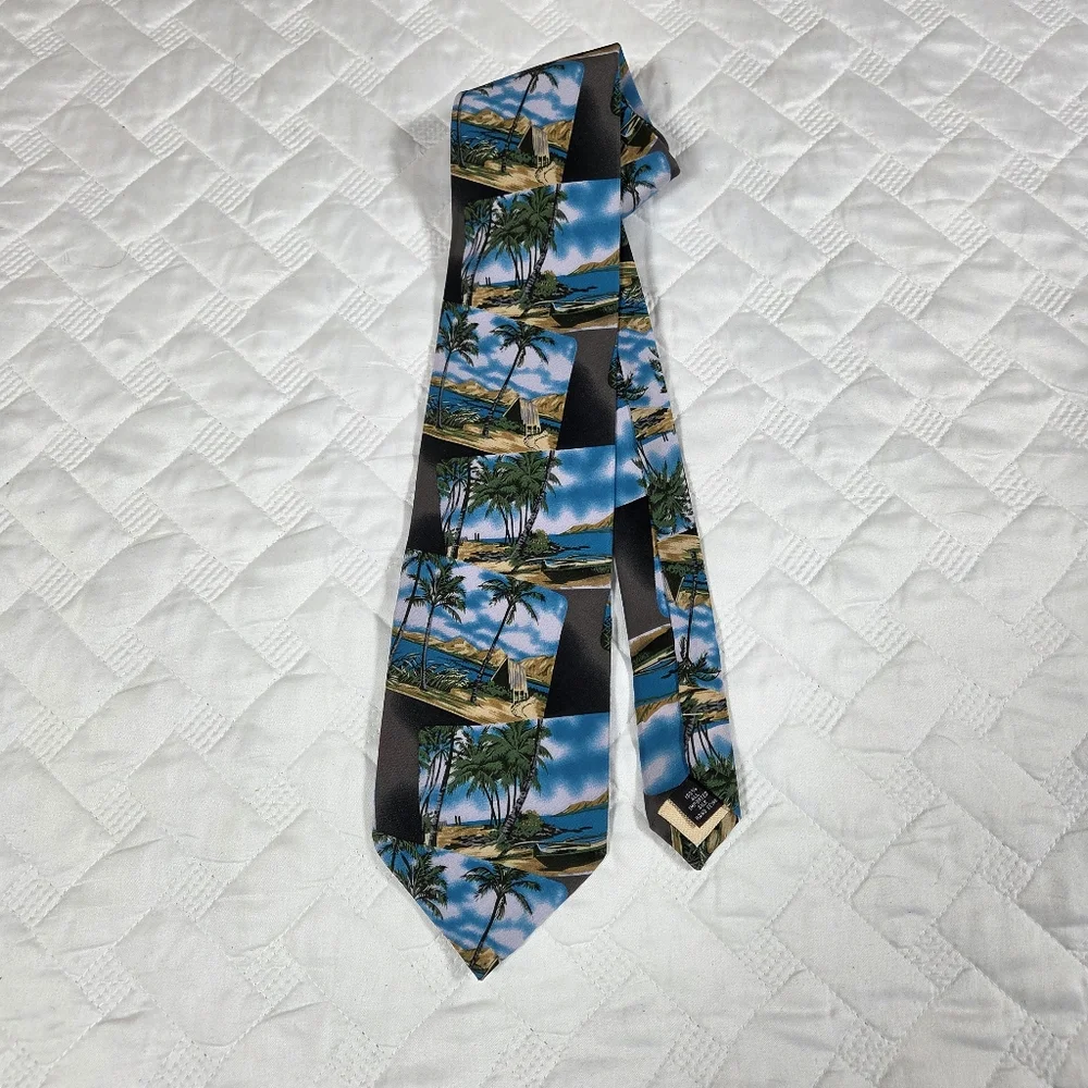 Tommy Bahama Multi-Color Tropical Islands Stranded in Paradise All Silk Neck Tie